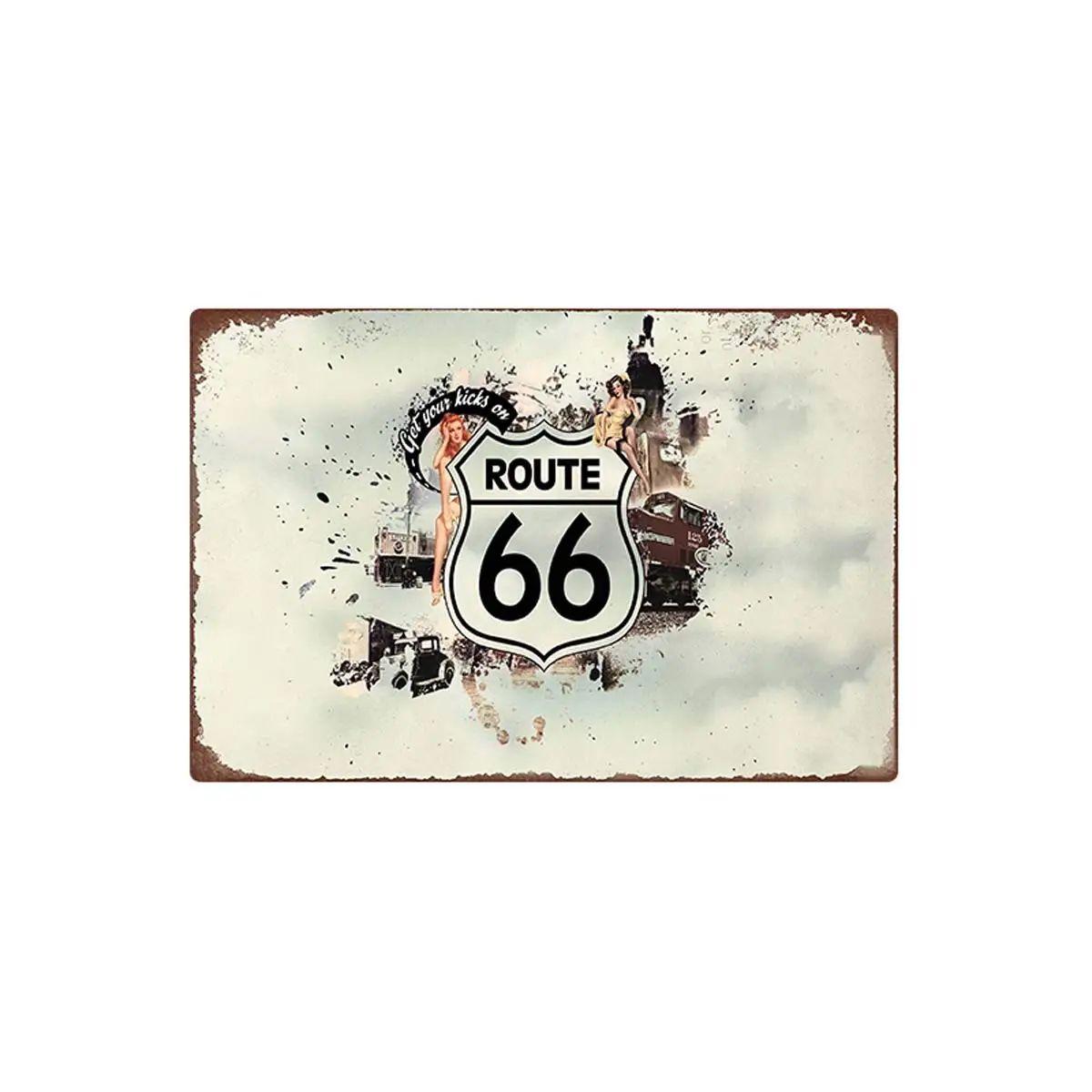 1p Metal Vintage Tin Sign Decor-Route 66 for Grage Bar Pub Shop  Retro Wall Art Sign 12