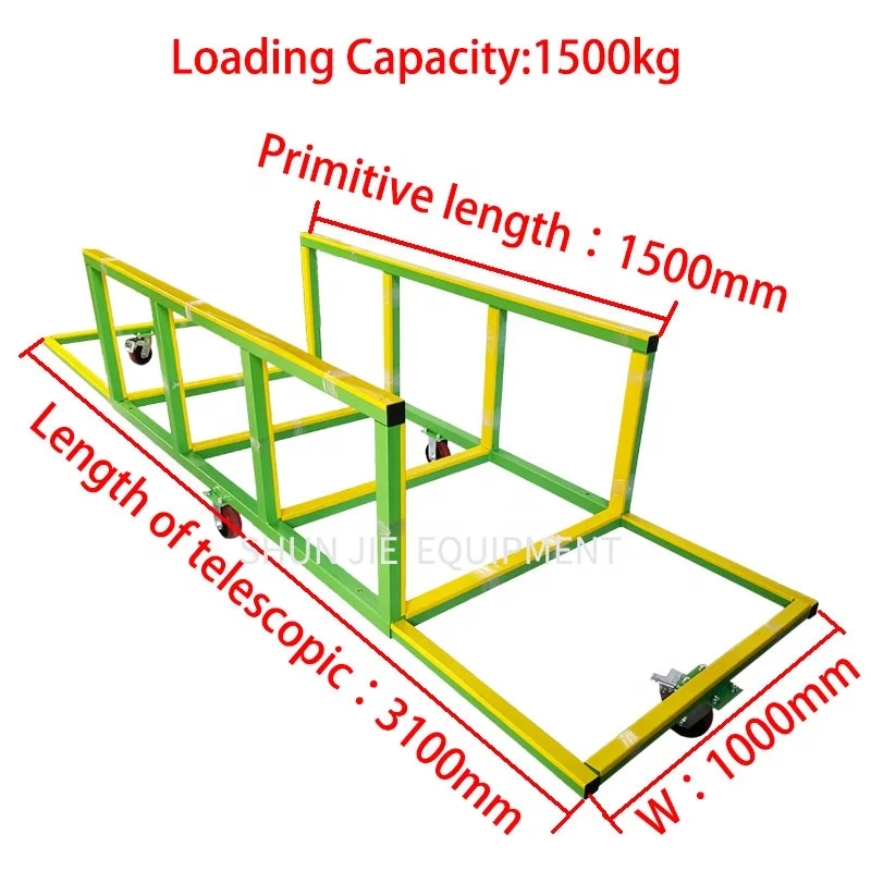 Four Wheels Steel Hand Truck Cart Platform Trolley for Warehouse Green Stainless Industrial Color