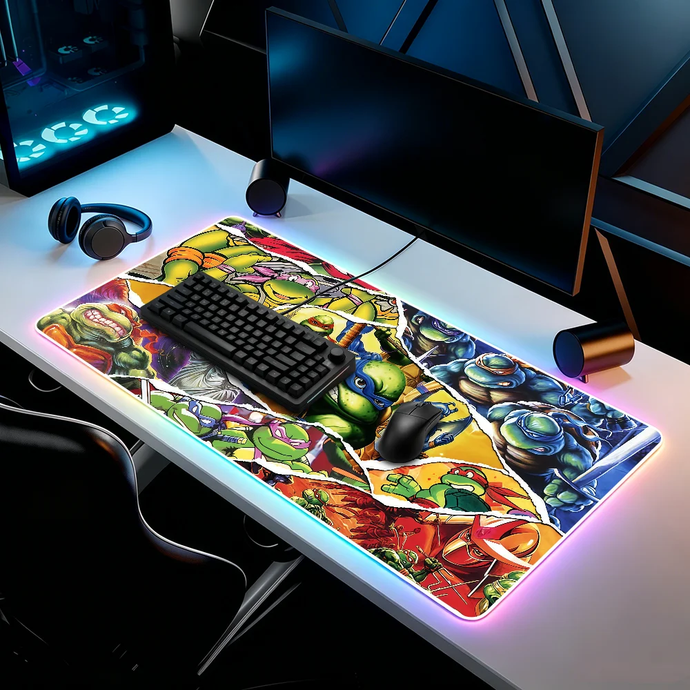Teenage mutant N-Ninja T-Turtles Mouse Pad  RGB Led Gaming Bedroom Office Desk Non-Slip Mat  Waterproof Large