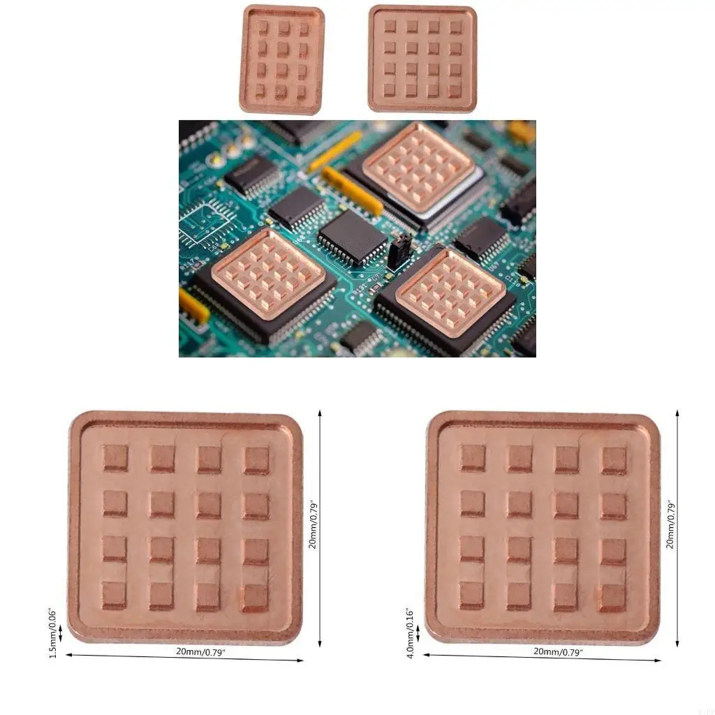 

E1PF Memory Heat Sink 5 Pieces with Adhesive All Copper Memory Radiator for Cooling
