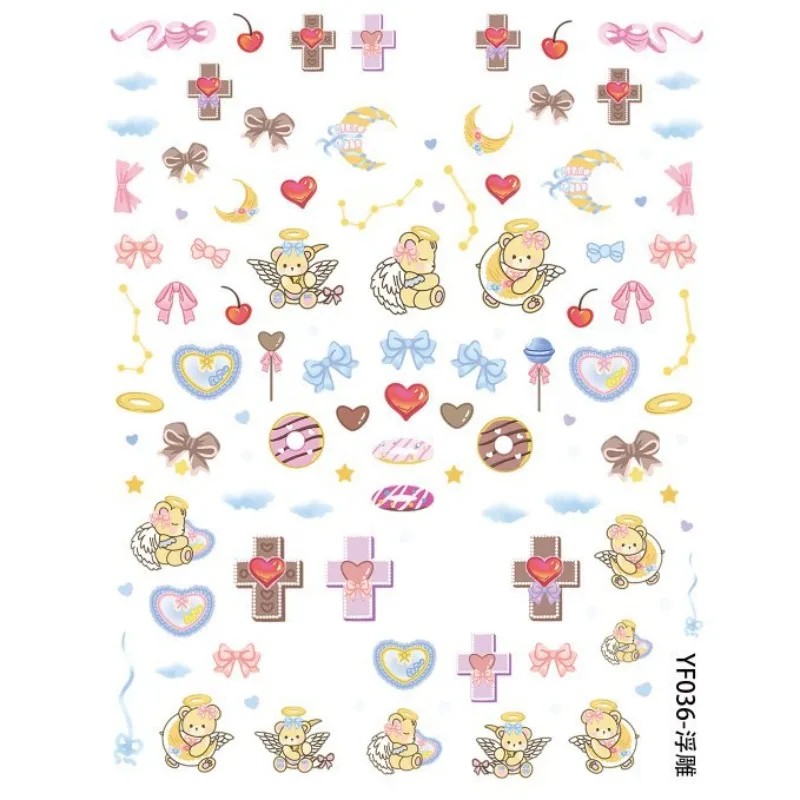 Cute Angel Bear Cartoon 3D Relief Stickers Aesthetic DIY Decoration for IPad Case & Phone Case Lovely Mini Girls' Nail Art Decal view 6