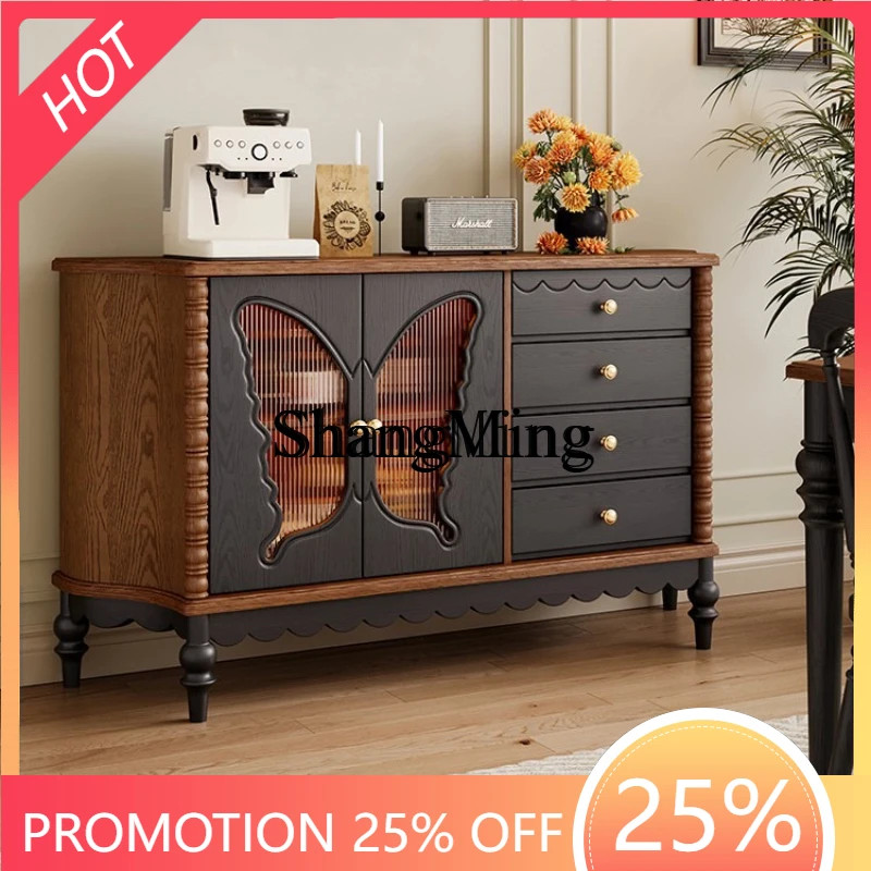 SM dining side cabinet medium antique solid wood storage entrance cabinet advanced color matching decorative cabinet
