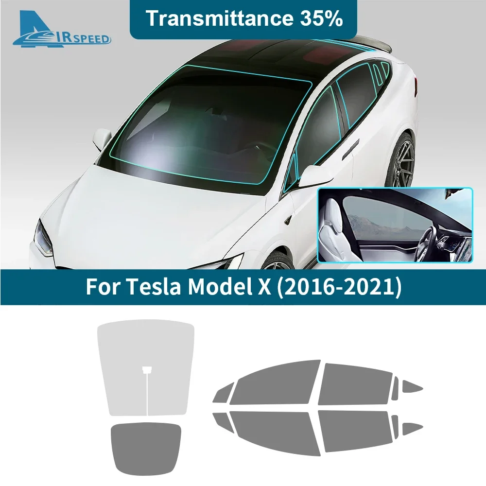 

Предварительно вырезанная тонирующая пленка для конфиденциальности окон автомобиля для Tesla Model X 2016 2017 2018-2021, автонаклейка, фольга, керамические солнечные УФ-защитные пленки
