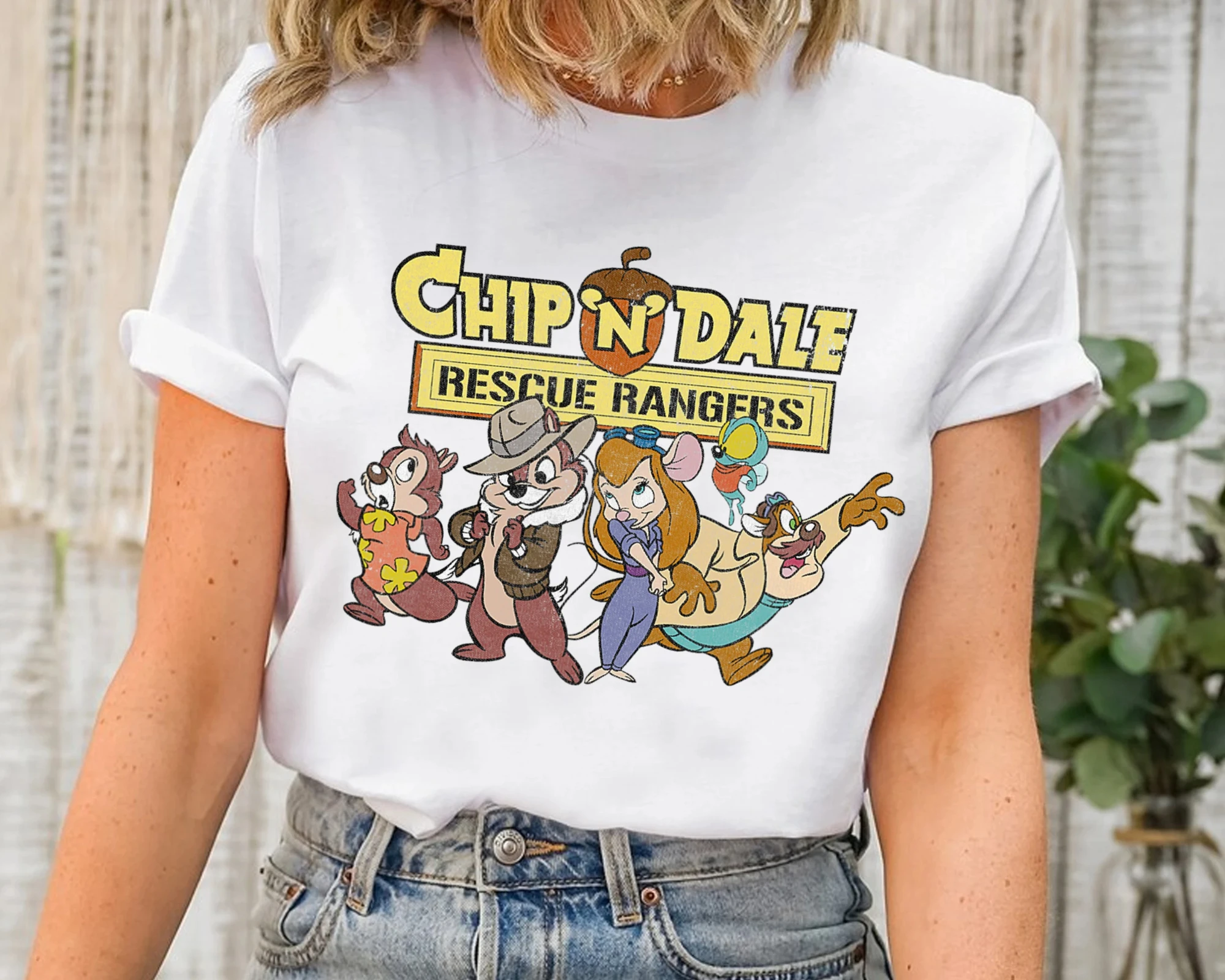 

Лето 2025 г., новинка Chip N Dale Group Rescue Футболка Chip and Dale Rescue Ranger Футболка Семейная рубашка Disney Walt World Tour