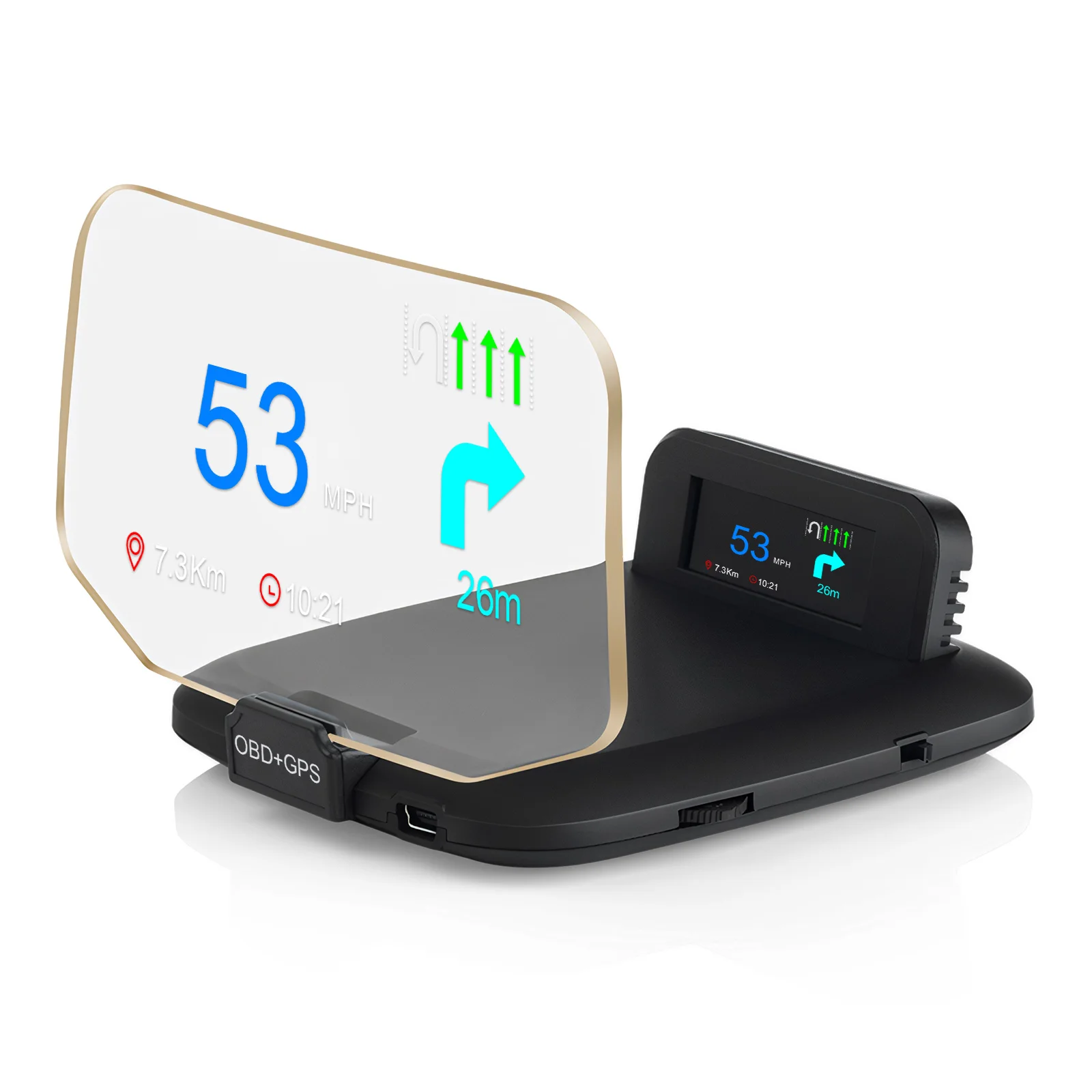 C1 For Hud GPS Dual System Car Navigation Projection Head Up Display Digital Speedometer Water/Oil Temp RPM Car Alarm on Screen