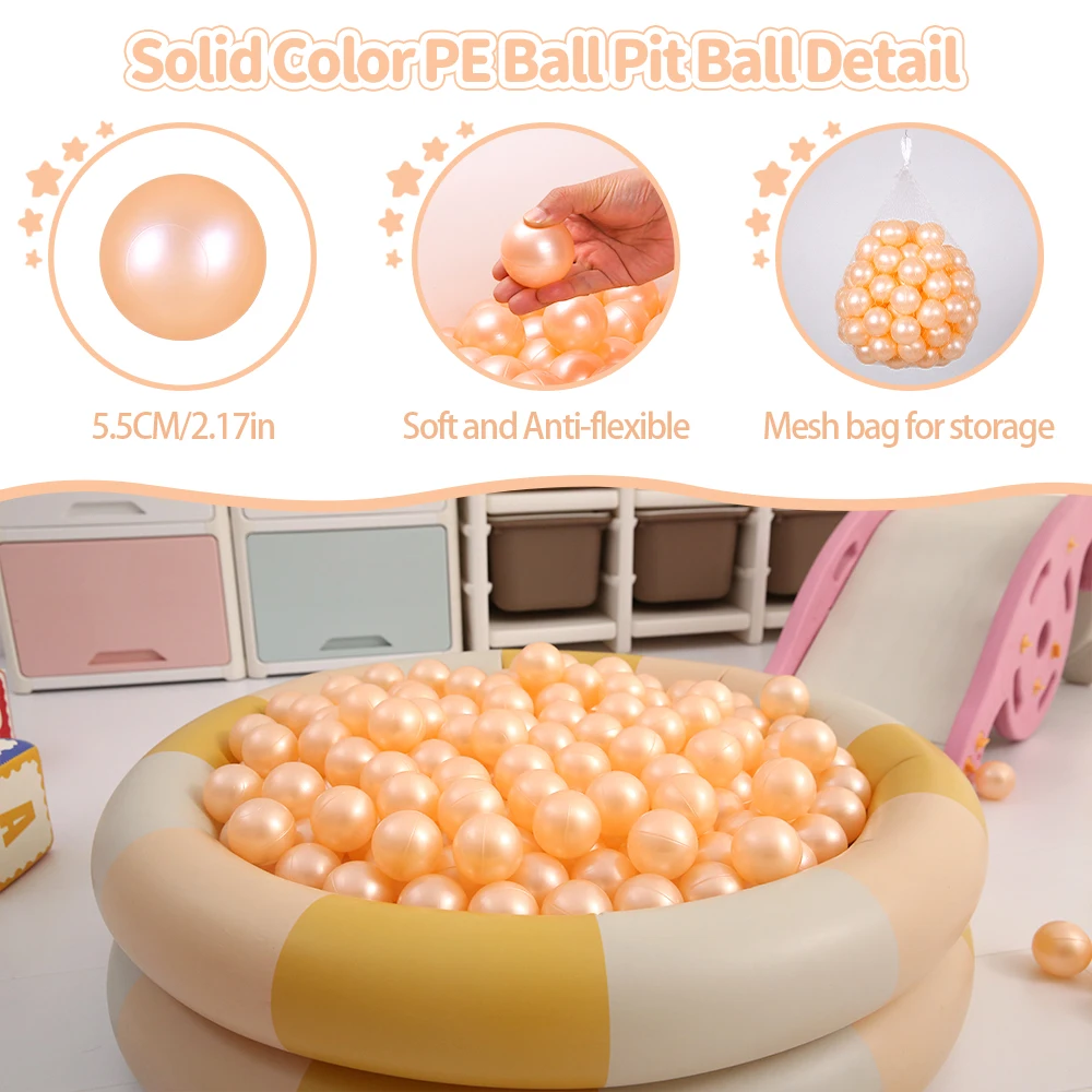 5.5 سنتيمتر 100 قطعة الكرة حفرة الكرة الشمبانيا اللون المحيط كرات الأطفال ألعاب داخلية وخارجية