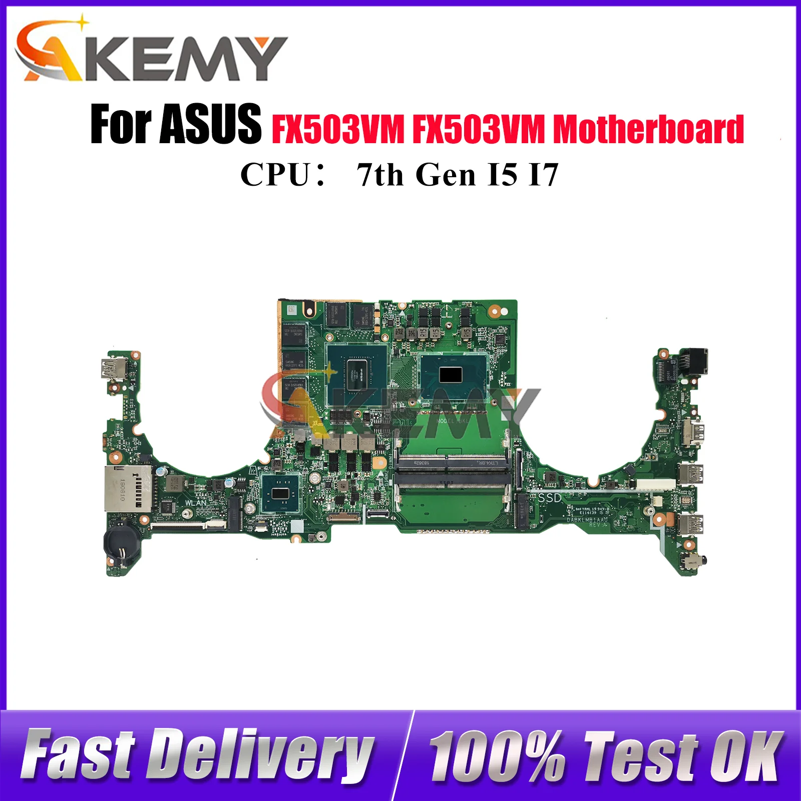 

Материнская плата для ноутбука FX503VM для ASUS TUF Gaming FX503VM FX503V, материнская плата для ноутбука с процессором I5 I7, 100% тестирование, ОК, быстрая доставка, stk