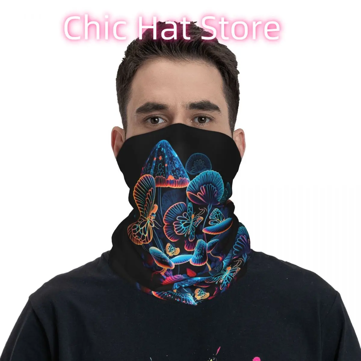 الفراشات قوس قزح اللون باندانا الرقبة وشاح أبيض متعدد الاستخدام أغطية الرأس الصيد للجنسين الكبار الشتاء