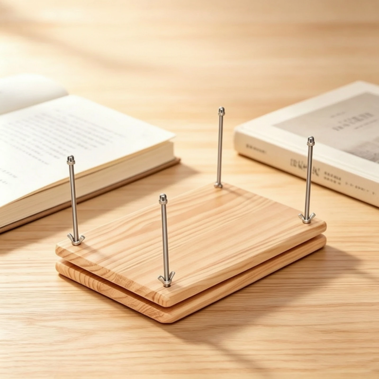 Wooden Book Press with Wing Nuts Stable Bookbinding Press Book Pressing Clamp Manual Tool Accurate for Bookbinders, Home Studio