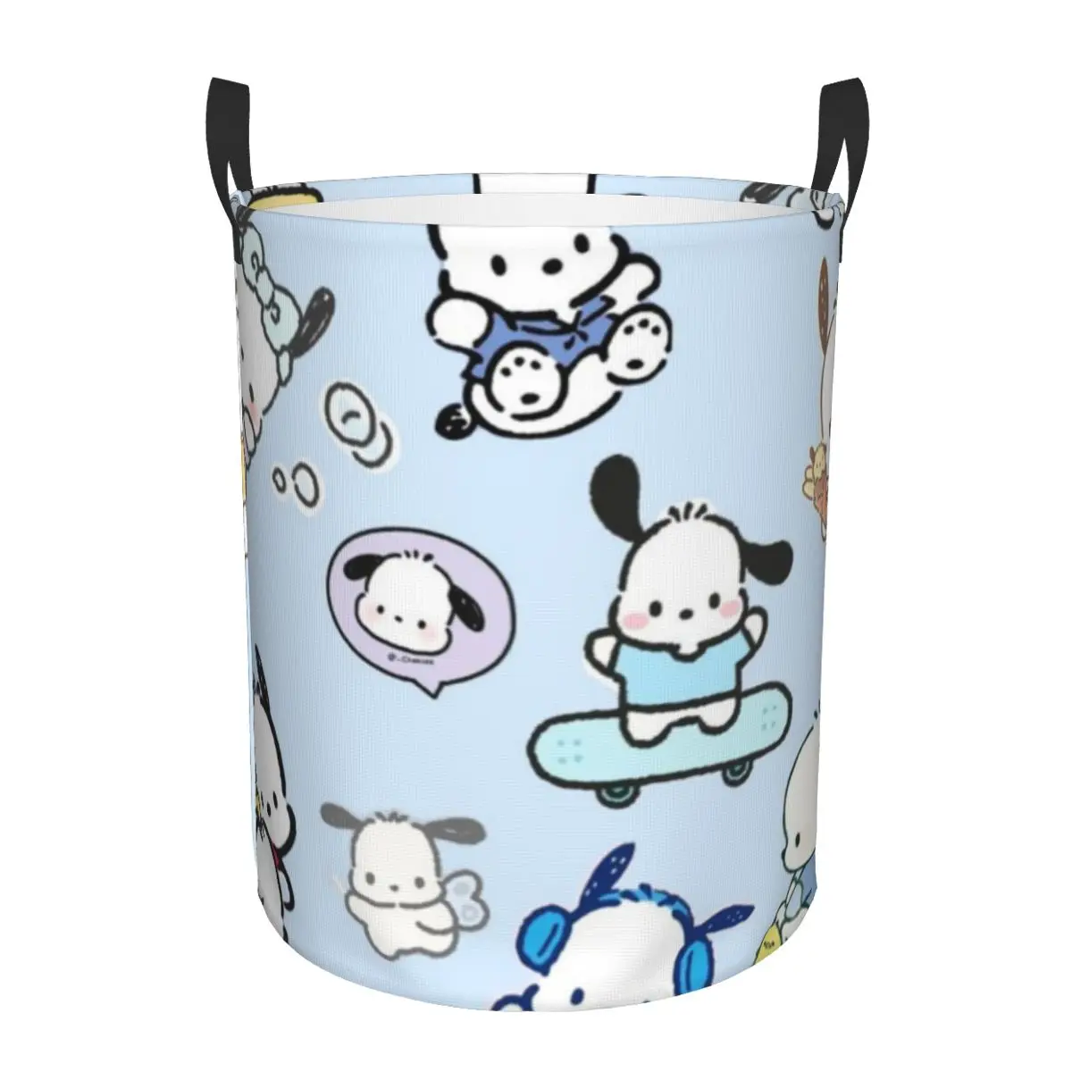 

Round Single-Layer Dirty Clothes Basket Pochacco Space-Saving Laundry Hamper with Sturdy Handles for Easy Carrying