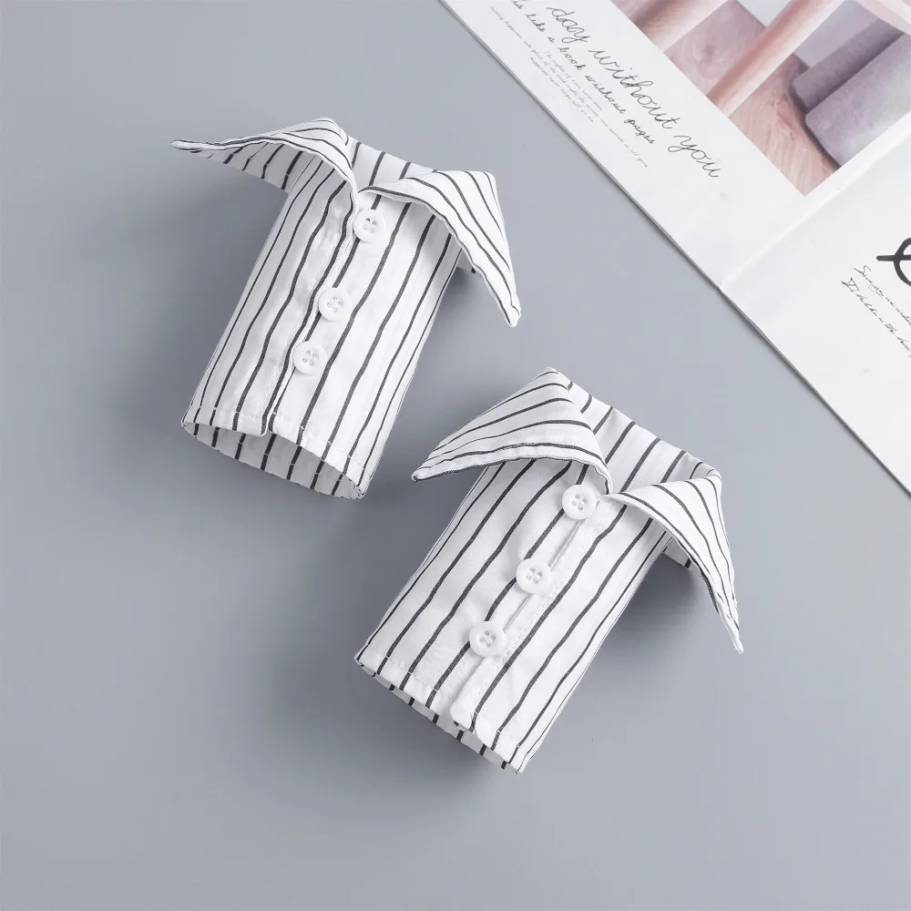 Detachable Stripe Shirt Fake Collar Commute Decorative Fake Hand Sleeves Easy To Wear Comfortable False Wrist Cuffs Office