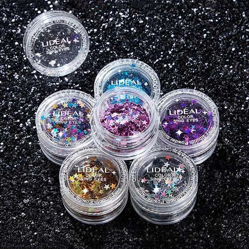 อุปกรณ์เสริมอายแชโดว์เลื่อม Pentagram DIY เครื่องประดับเล็บเล็บ Glitter Flakes Face Sequins เล็บ Eye Highlight Powder