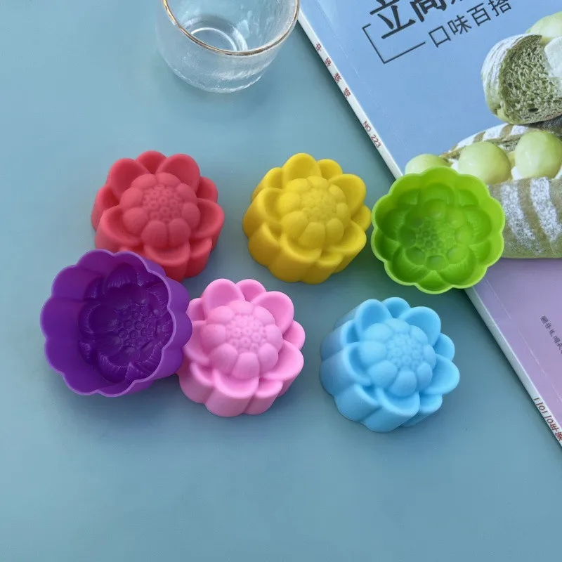 20Pcs 5cm New Lotus Cake Mold Cupcake Cup Heat Resistant Nonstick Silicone Soap Chocolate Pudding Molds Kitchen Tools Bakeware