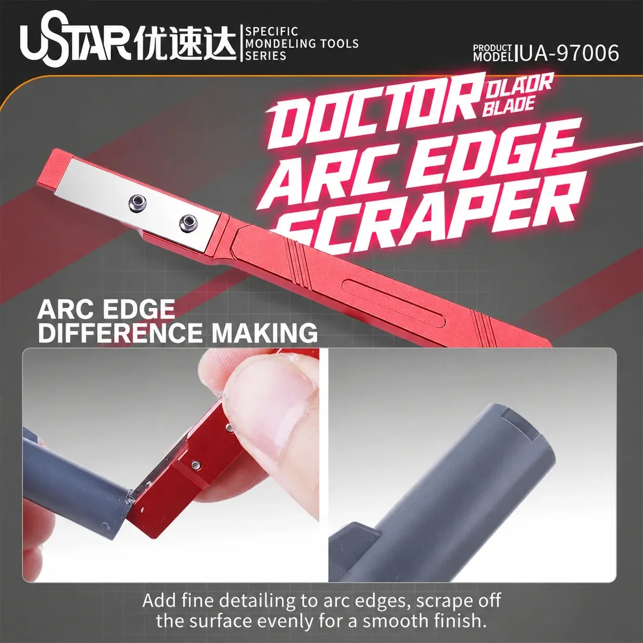 Ustar UA‑97006 Adjustable Step Scraper 0.2‑1.5mm for Gundam Plastic Model Panel Line Detailing Modification Hobby Building Tool
