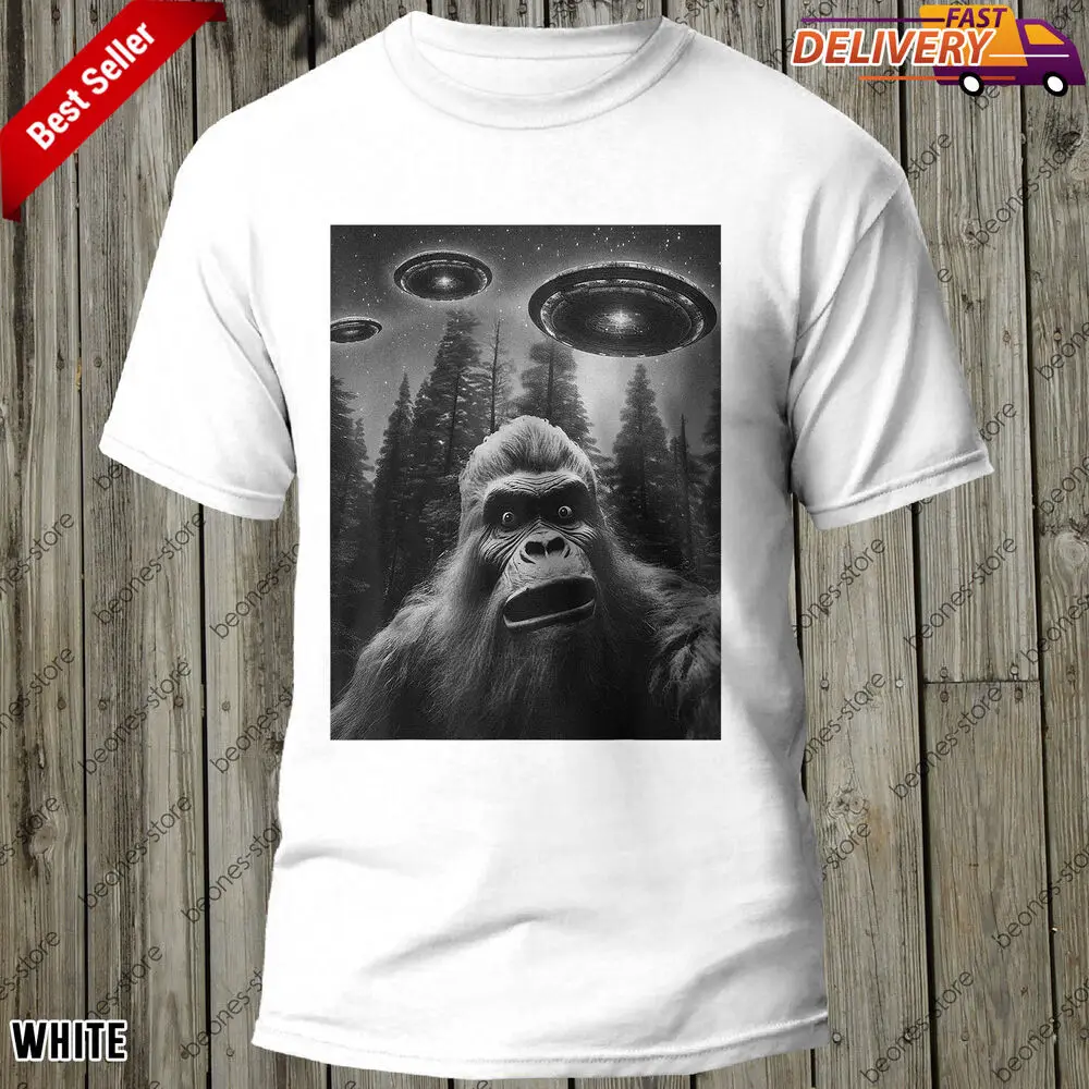 Funny Bigfoot Sasquatch Alien UFO T-Shirt for Men, Outdoor Lovers Gift