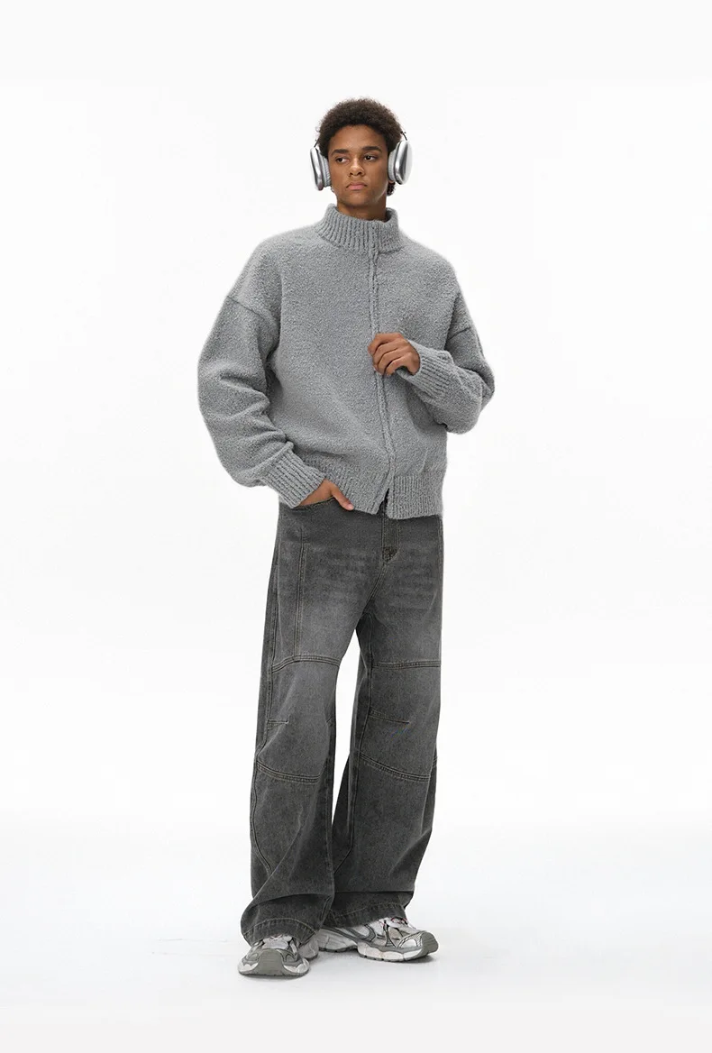 

Fur Collar Pullovers French Mens Textured Cotton Warm Commuting Office Business Formal Autumn Winter Simple Mature Comfortable