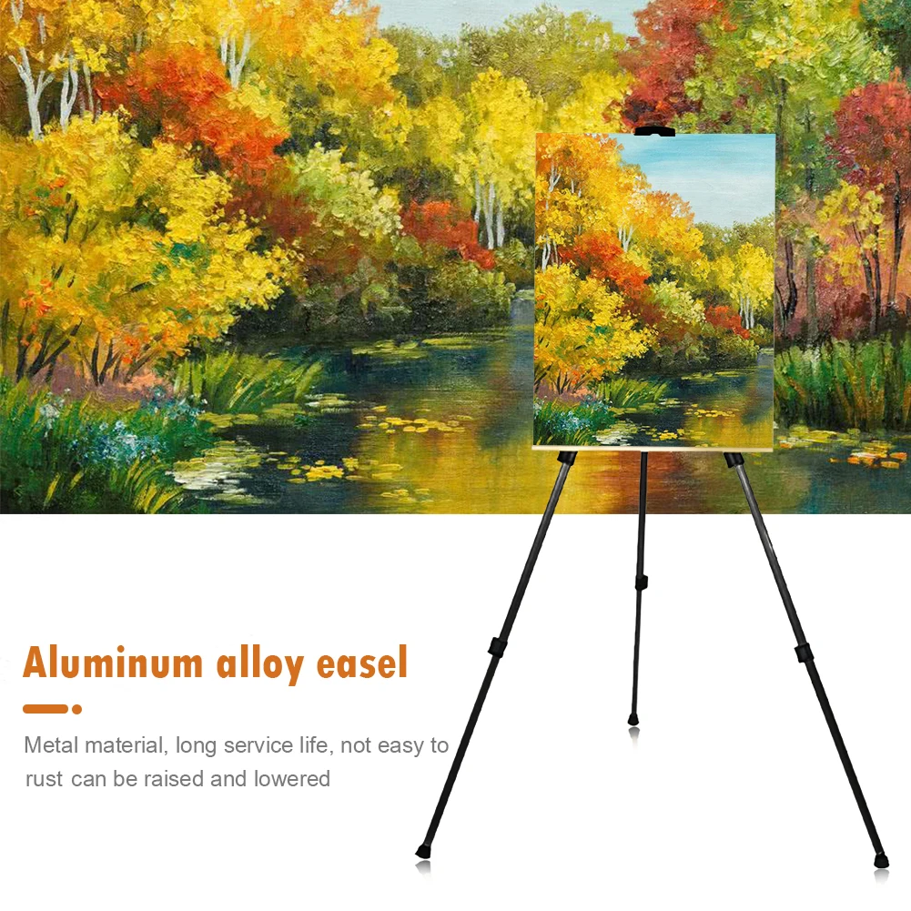 Portable Metal Easel 63 Inch Adjustable Display Travel Easel Thicken Triangle Aluminum Alloy Easel Sketch Drawing For Artist