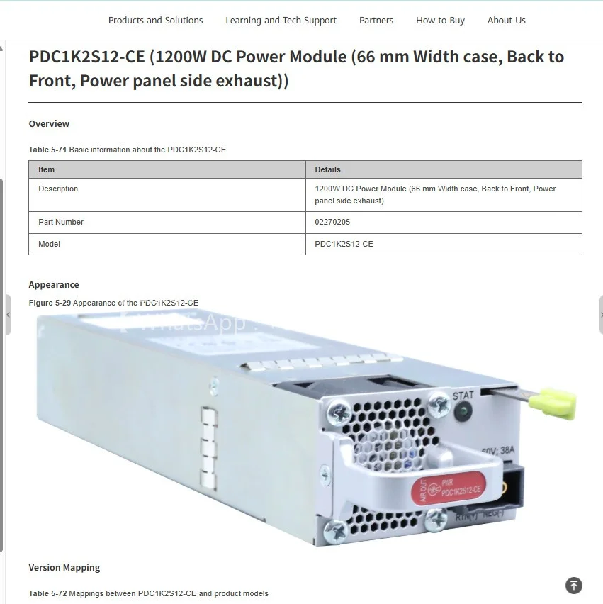 PDC1K2S12-CE (1200W DC Power Module (66 mm Width case, Back to Front, Power panel side exhaust)) 02270205