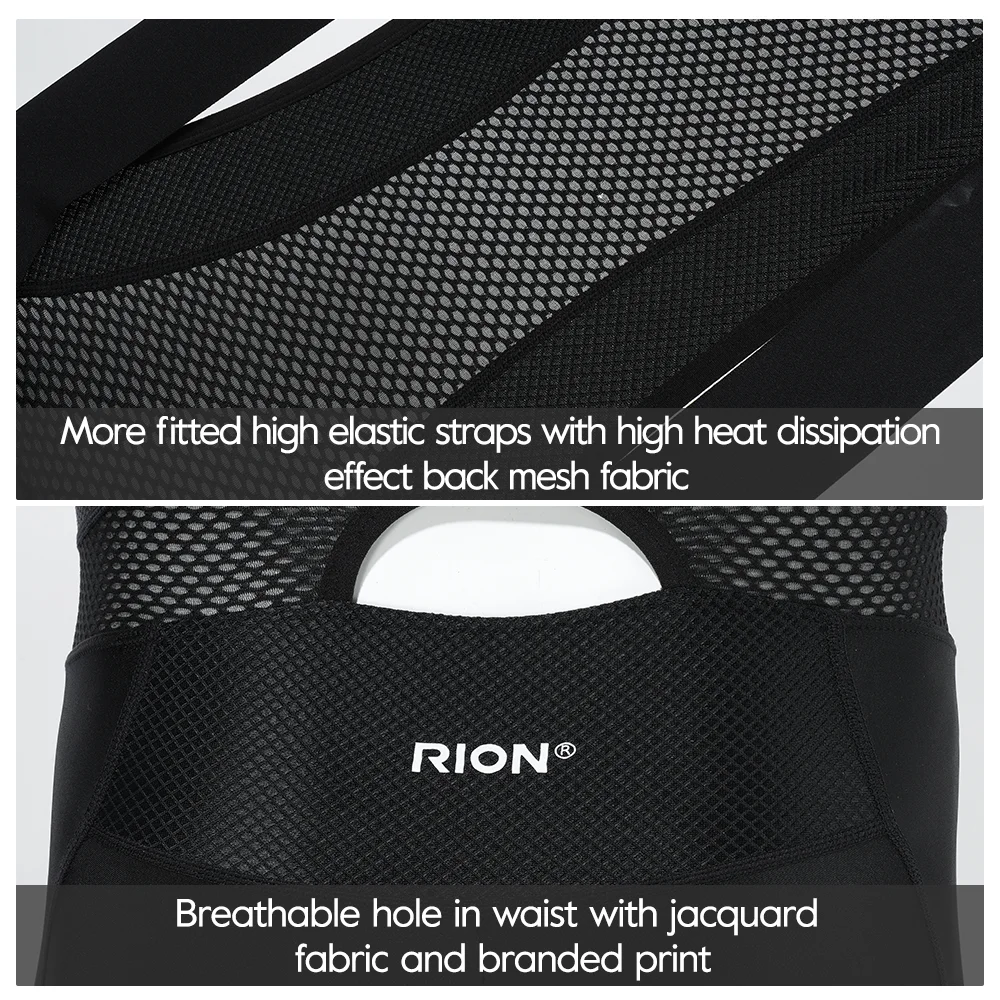 RION Cycling Bib Shorts Men 3/4 Pants MTB Road Biker Bibs Padded Bicycle Tights Long Distance Riding DOLOMITI 8H Outdoors Sports