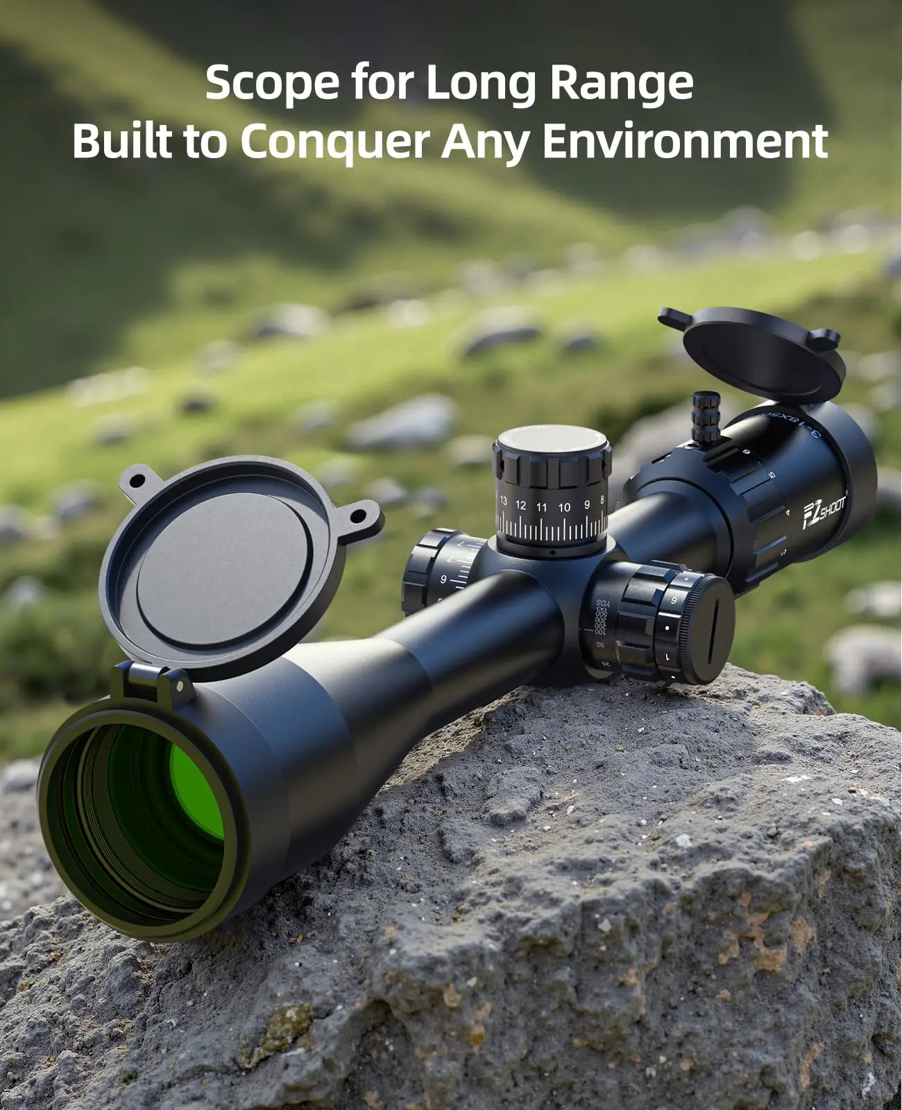 

EZshoot FFP Rifle Scope MOA Illuminated Reticle Parallax Adjustment 30mm Tube Long Range Optics Sight Riflescope for Hunting