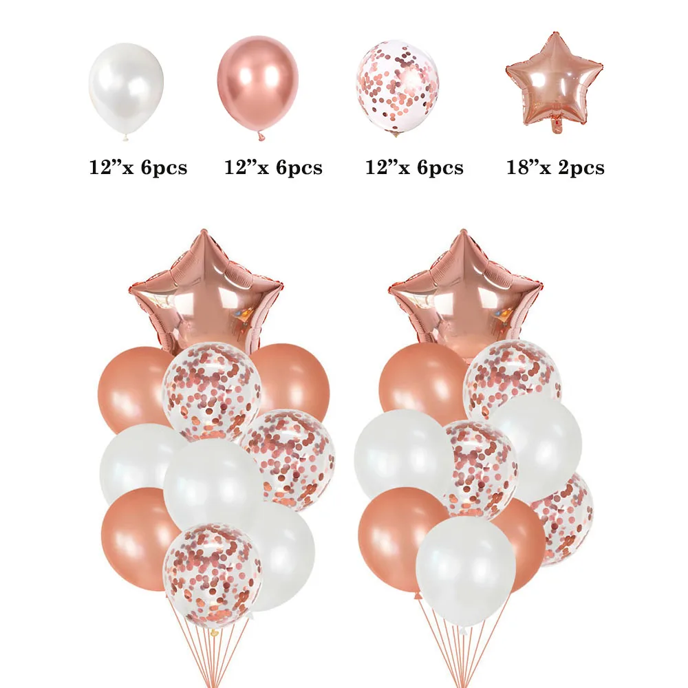 14/20 قطعة بالونات النثار الذهبية الوردية ستار القلب بالونات اللاتكس مجموعة الاطفال الكبار حفلة عيد ميلاد الديكور العروس لوازم الزفاف #3