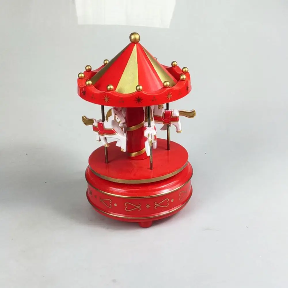 Charming Carousel Music Box Mechanical Rotating Musical Ornament Aesthetic Home Decoration Gift For Children