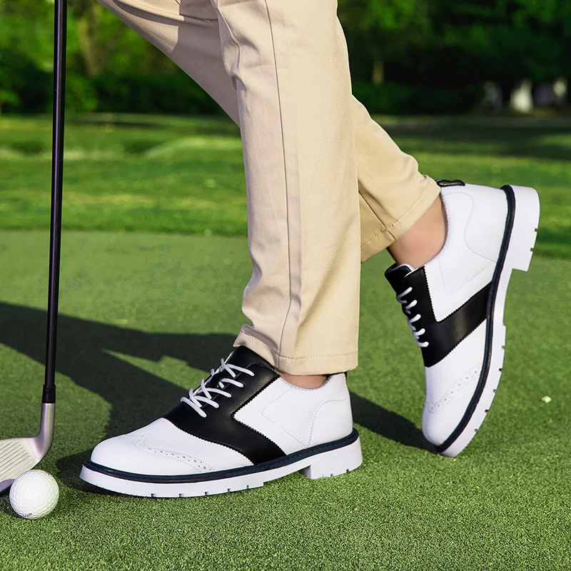 

Casual Golf Shoes Waterproof Soft Brogue Shoes Man Anti-Slip Ankle Golf Sneaker Men Cushioning Business Walking Shoe 39-47