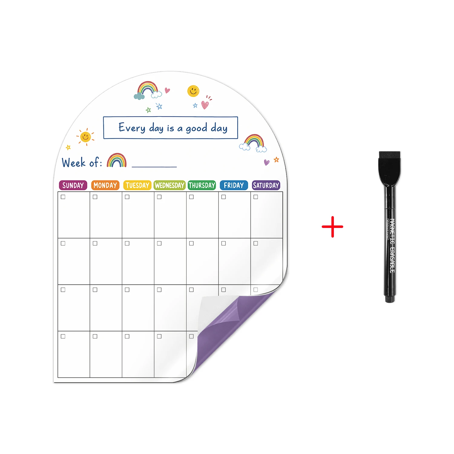 1pcs Weekly Planner Calendar, Blank, Multi-color Selection, Arch Pattern, Self-adhesive Magnetic Wall Sticker, 30*40CM