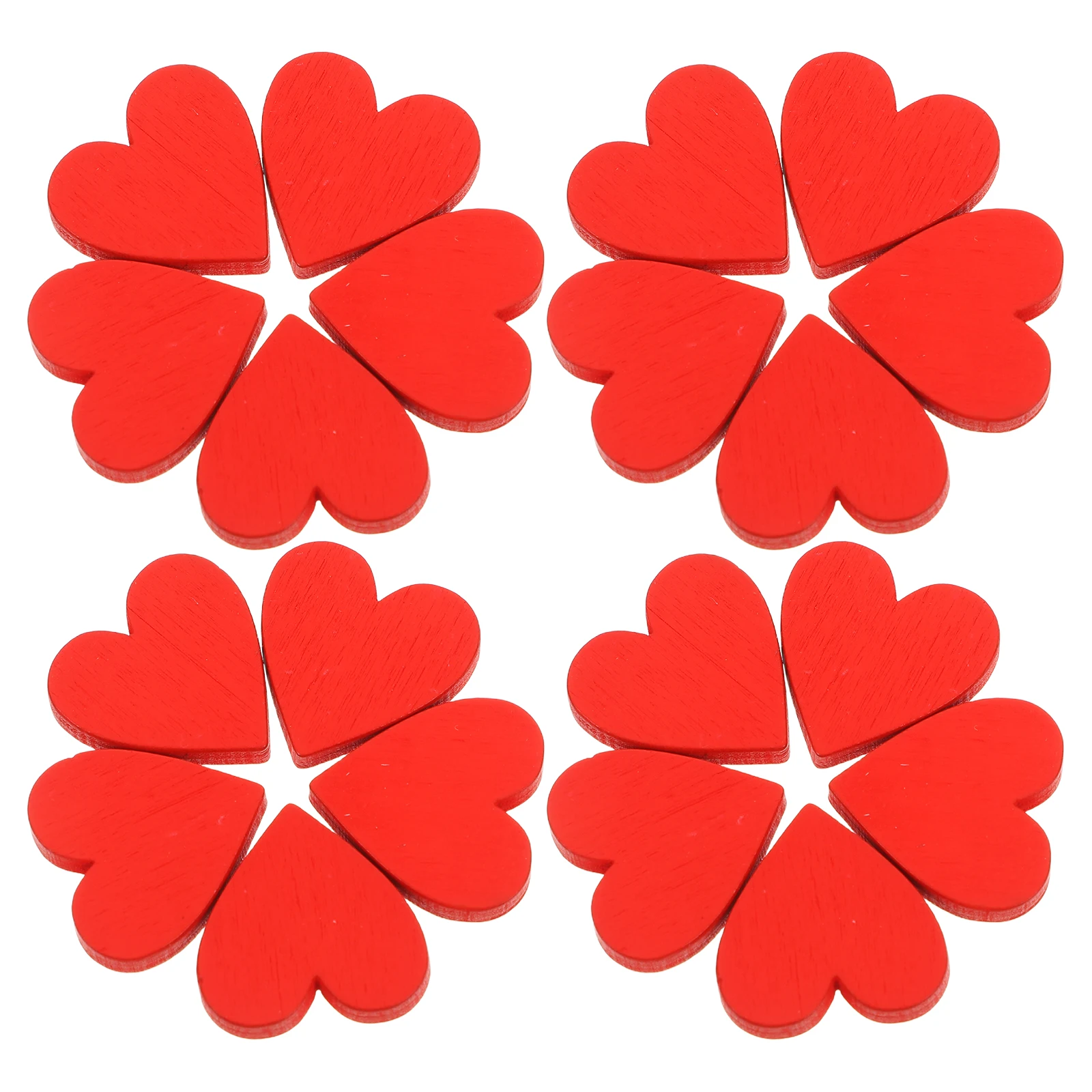 

100 Pcs Red Heart Wooden Ornament DIY Wedding Table Scatter Decoration Valentine Craft Pieces Sewing Accessories