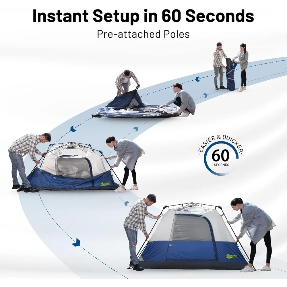 erson Camping Tent Setup in 60 Seconds with Rainfly & Windproof Tent with Carry Bag for Family Camping &