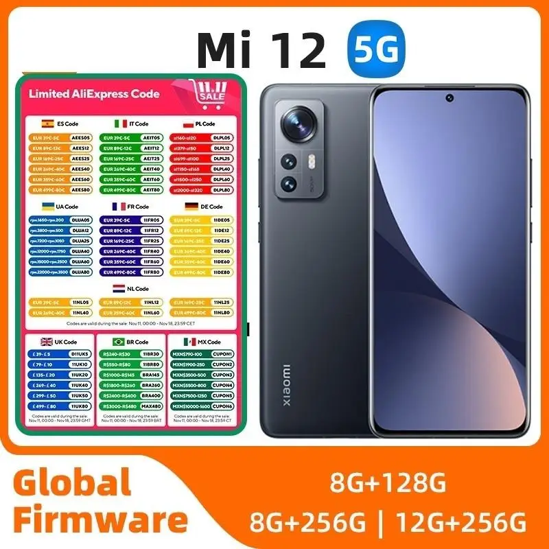 Top Mi 12 Android 5G Unlocked 6.28 inch 12GB RAM 256GB ROM All Colours in Good Condition Original used phone