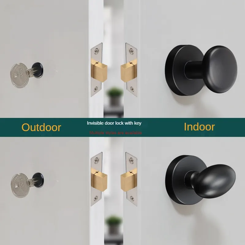 

Invisible Door Lock Indoor Bedroom Background Wall Secret Room Door, Concealed Lock Single Side Small Hole Key Hidden Split Lock