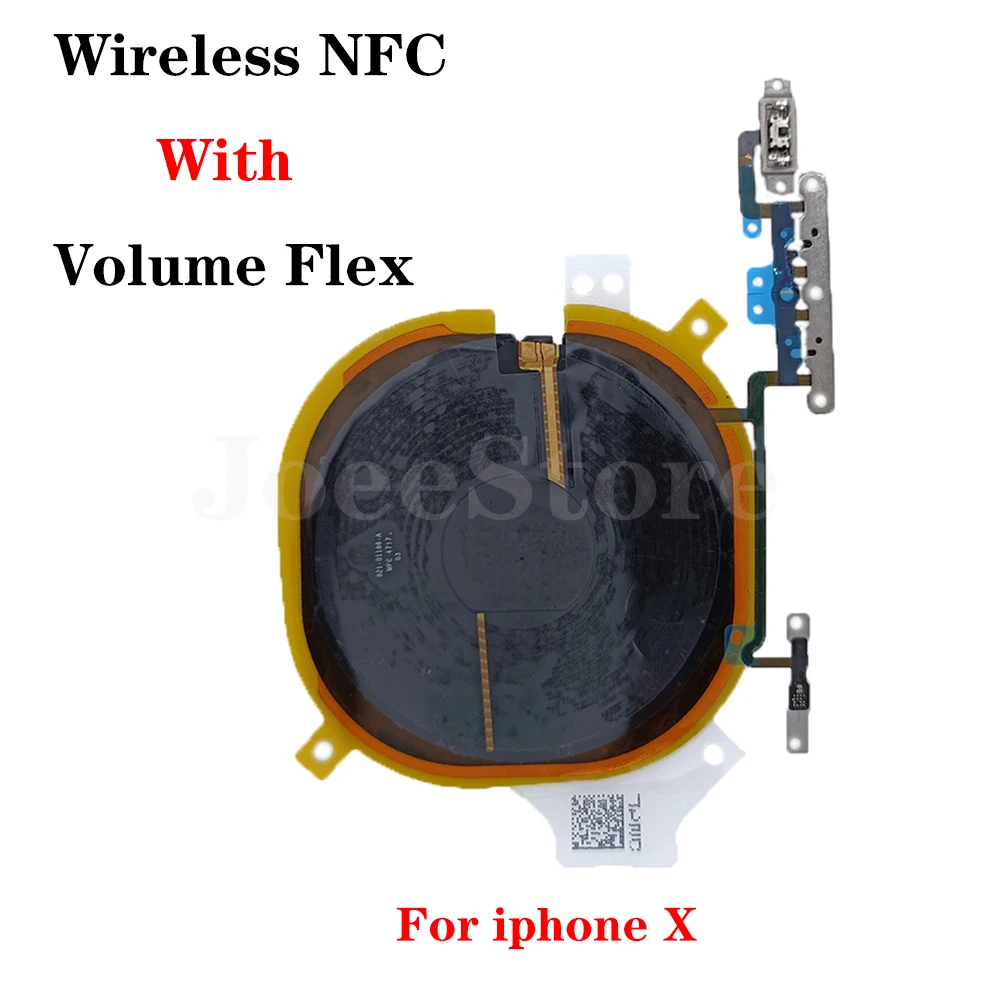 JoeeStore Wireless Charging Receiver Coil NFC With Volume Flex Cable For iPhone 8 8Plus X XS XR Max Charger Panel Replace Parts