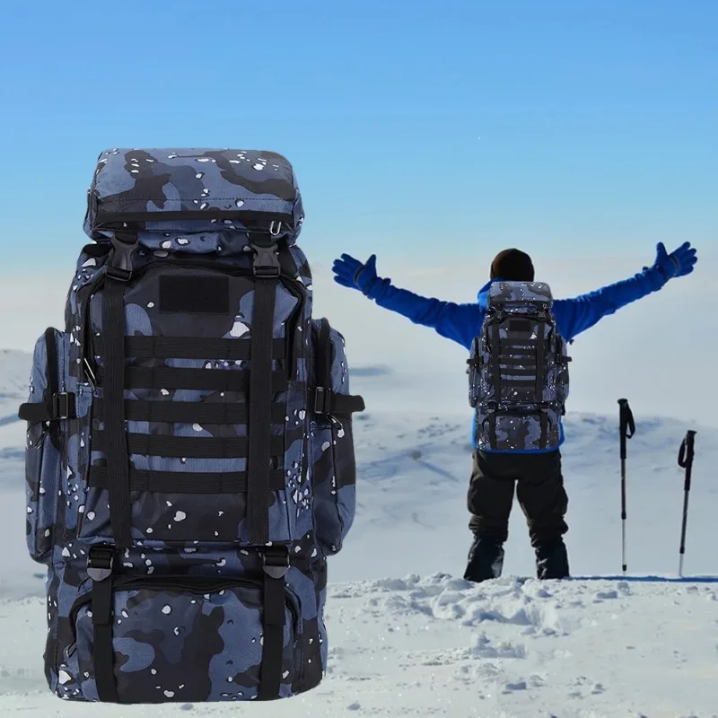 80Lバッグ大容量迷彩登山バックパック防水登山リュックサック布製スポーツナップザック