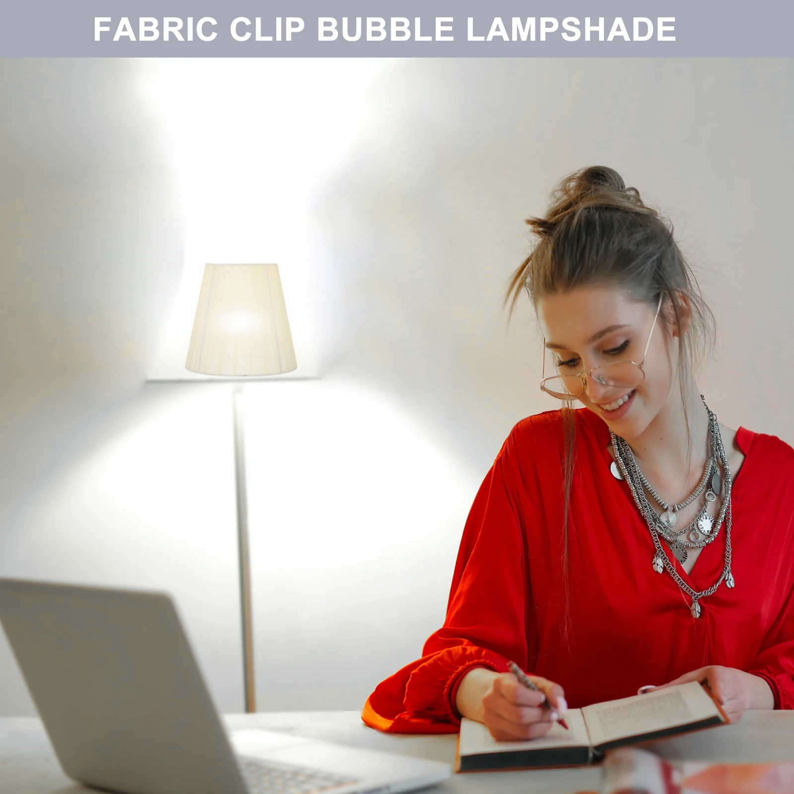 

2Pcs Clip Lampshade Cloth Art Light Shade White Ch Cover Baby Room Wall Floor Ceiling Lamp Dust Protection Warm Decor