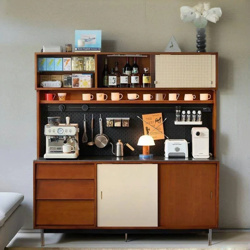 

wood dining side against the wall integrated locker tea storage household living room cabinet new transparent balcony