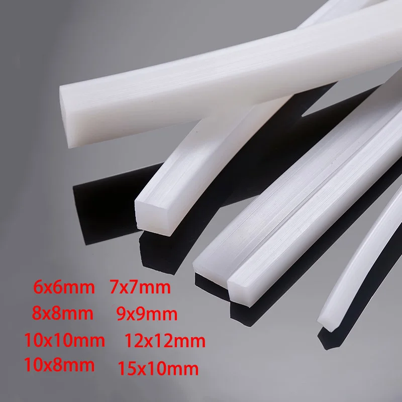 Square Solid Silicone Sealing Strip Rectangle White Silicone Cord Rubber Strip Anti-aging High Temperature Resistant