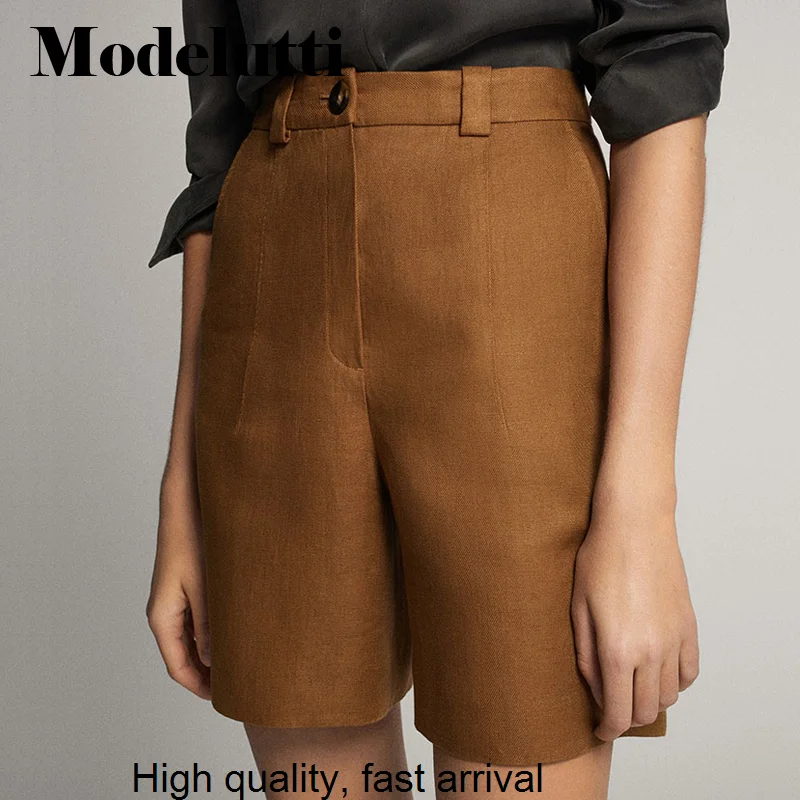 

Spring 2023 New Summer Fashion Linen Shorts High Waist Women Slim Solid Color All-match Simple Casual Bottoms Female