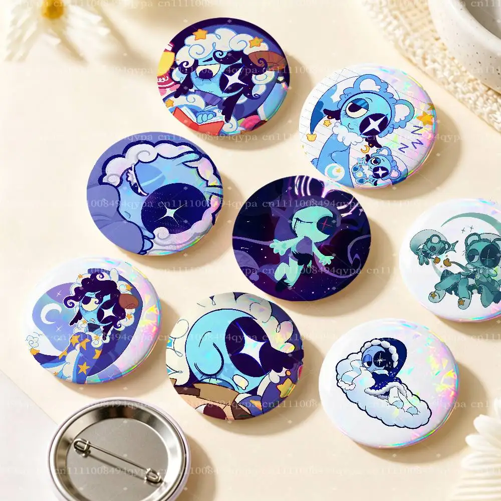 Astro D-Dandys Game World Button Supplies Round Badge Pins Clothes Decor Includes Metal Pin Back Cover, Metal Cover,Laser Film