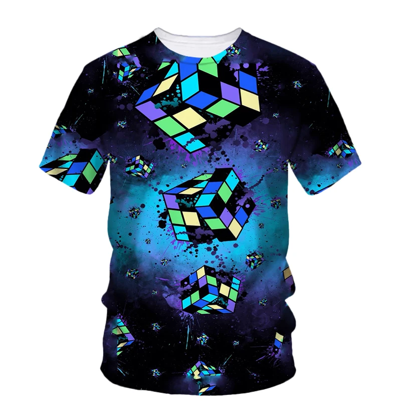 Rubik Cube  3D Printing T Shirt Man Summer O-Neck Short Sleeve Oversized Top Casual Tee Loose Streetwear Harajaku