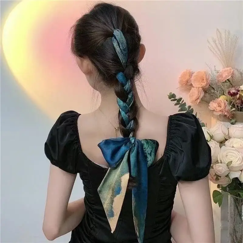 

Hairband Scarf Small Strip Hair Tie Bow Hairstyle Braided Hair Elegant and Versatile Ribbon for Women