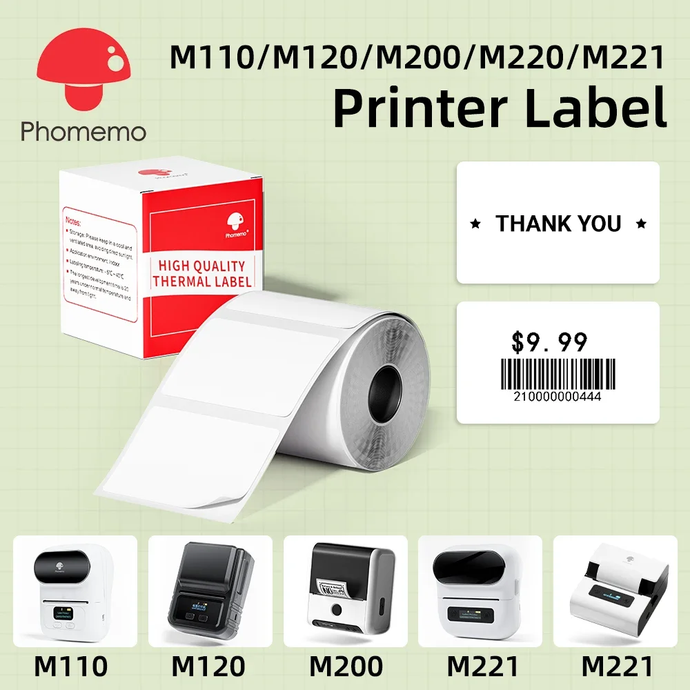 Phomemo White Sticker Label Printer Sticker Portable Printer Thermal Label Waterproof Stickers Fast Printing For M110/M220