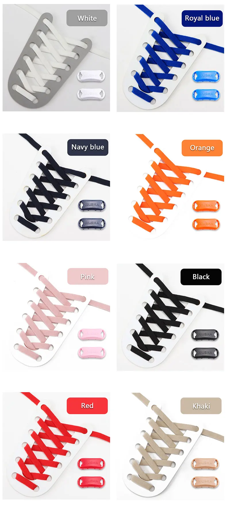 Elastische flache Schnürsenkel ohne Krawatte für Kinder und Erwachsene, verstellbare, gebundenlose Schnürsenkel ohne Krawatten, Schnürsenkel für Sneakers, Stretch-Schnürsenkel – Detail 9