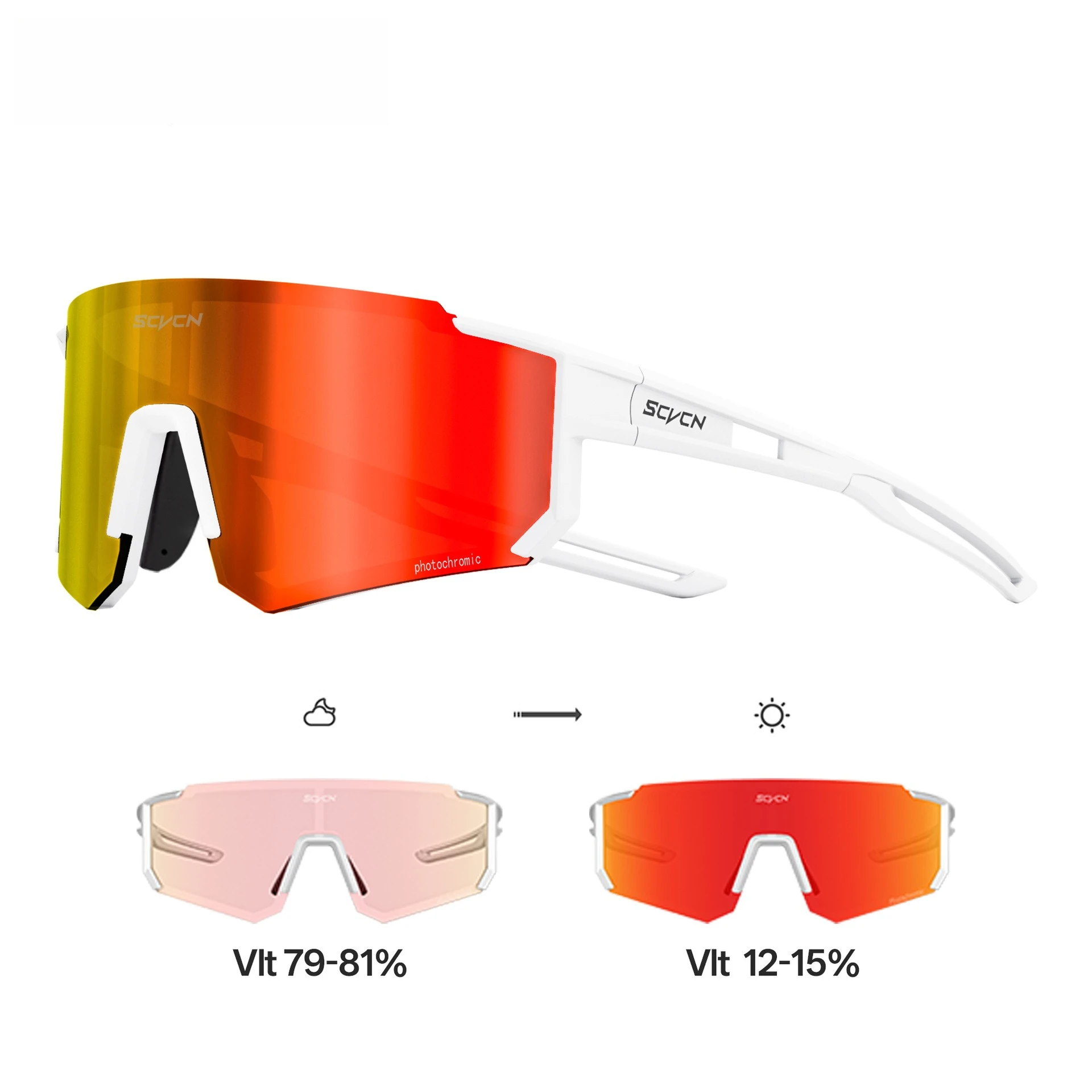 Photosensitive color-changing cycling glasses - bicycle protective eyewear - UV protection - suitable for both day and night use