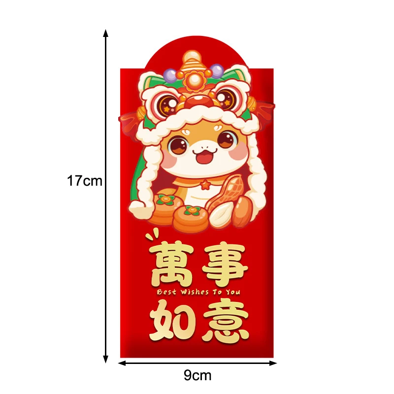 6Pcs 2025 Snake Year Red Packet Cartoon Cute Snake Theme Lucky Red Envelopes Creative New Year Money Pockets Gifts