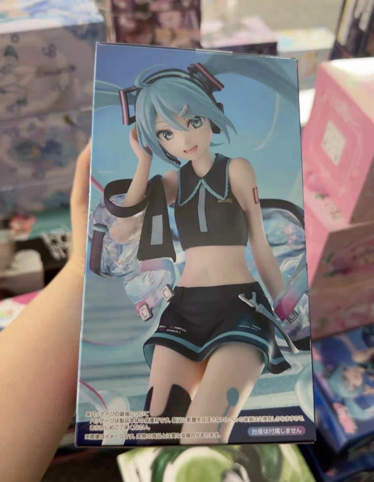 Original furyu hatsune miku vocaloid tecnologia colorida figura de ação kawai macarrão rolha figura brinquedo pvc modelo coleção presente