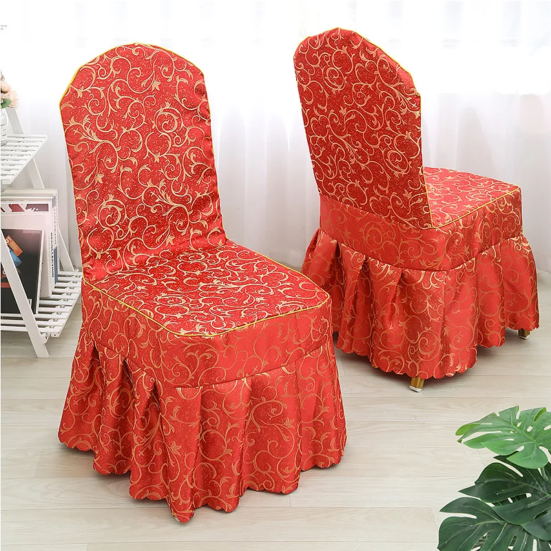 Housse de chaise Jacquard en Polyester brodée sur mesure, housse de chaise élastique de luxe pour hôtel, Restaurant, Banquet de mariage, salle à manger