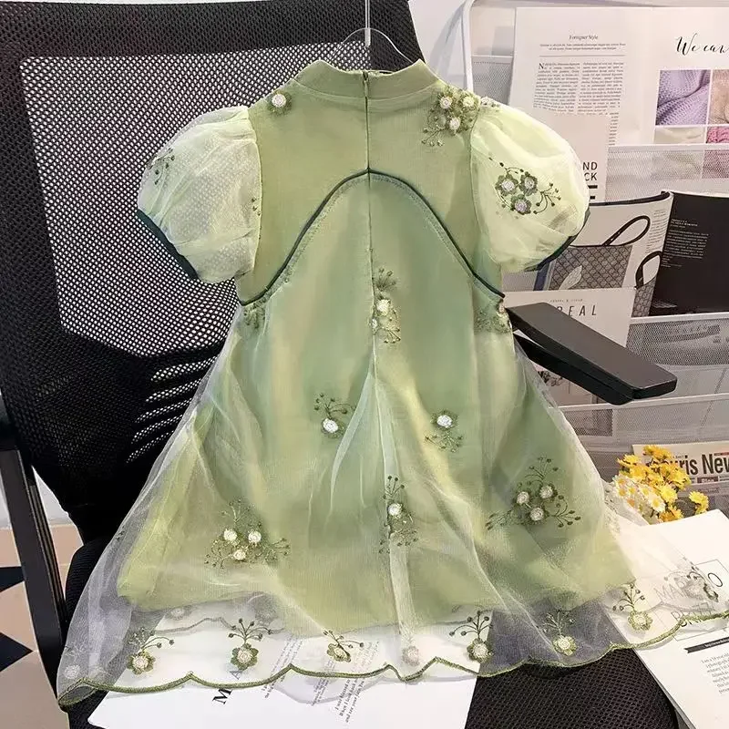 Kids Girls Summer Dress New Children's Fashionable Big Kids Summer Dress Little Girls Qipao Princess Dress Baby Girl Clothes