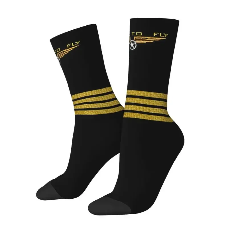 Cute Printing Born To Fly Flight Pilot Socks for Women Men Stretchy Summer Autumn Winter Flying Aviation Aviator Crew Socks