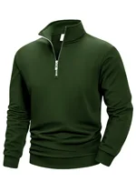 Autumn Men's Sweatwear Quarter Zip Up Sweatshirts Base Sweater Long Pullover Men's Outdoor Mock Neck Tops Streetwear 3